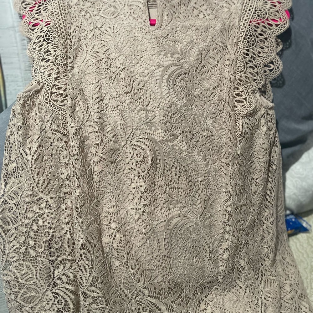 Cable and Gauge (BEAUTIFUL Taupe) top for work, church, and/or din-din.